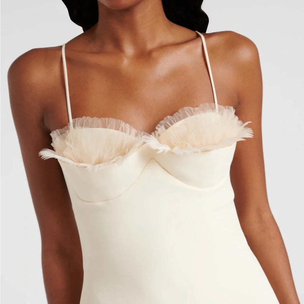 David Koma Balconette Feather/Tulle Mini Dress - Picture 2 of 9